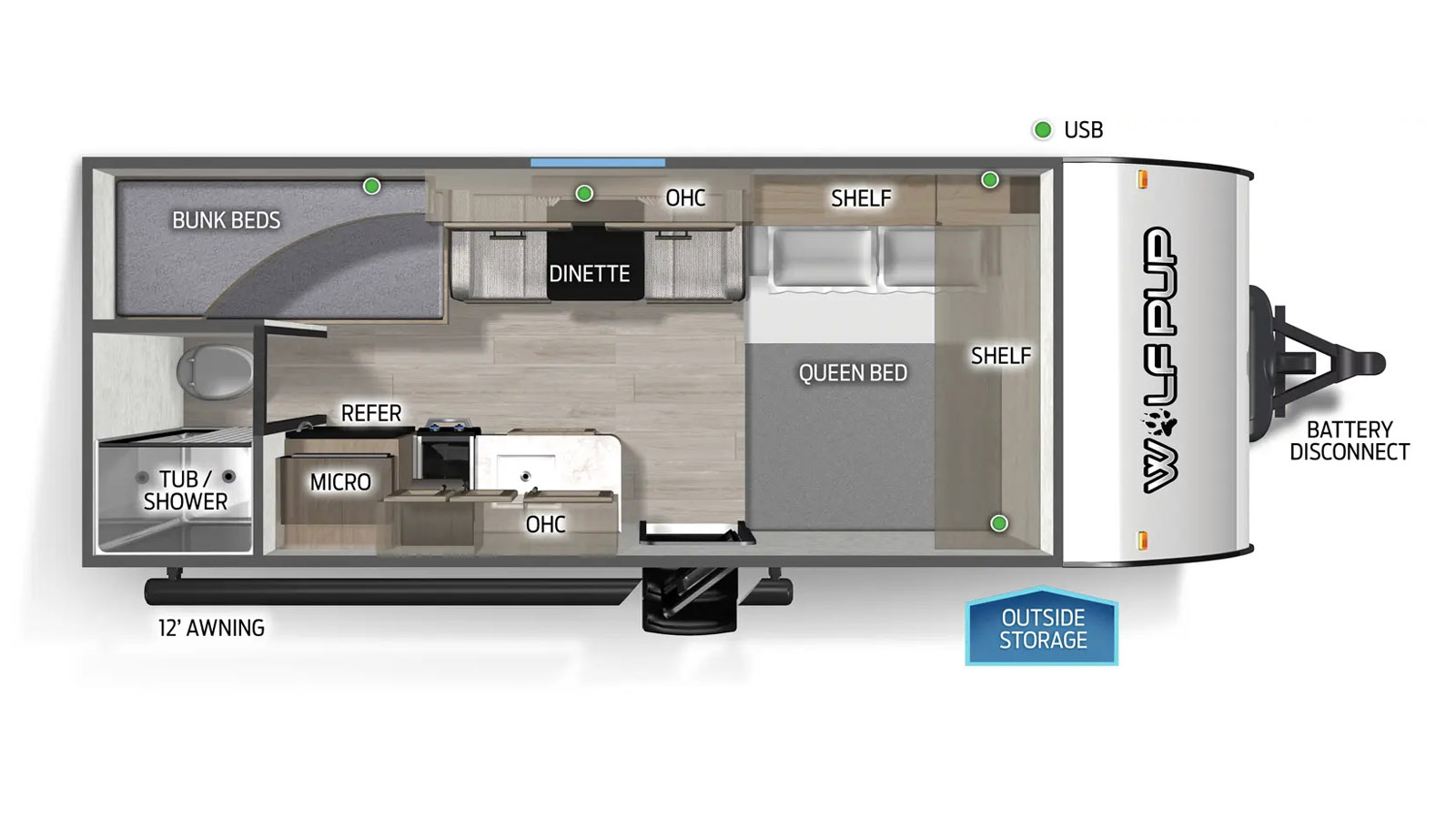 2026 Forest River Cherokee Wolf Pup 16LP - Floorplan 1