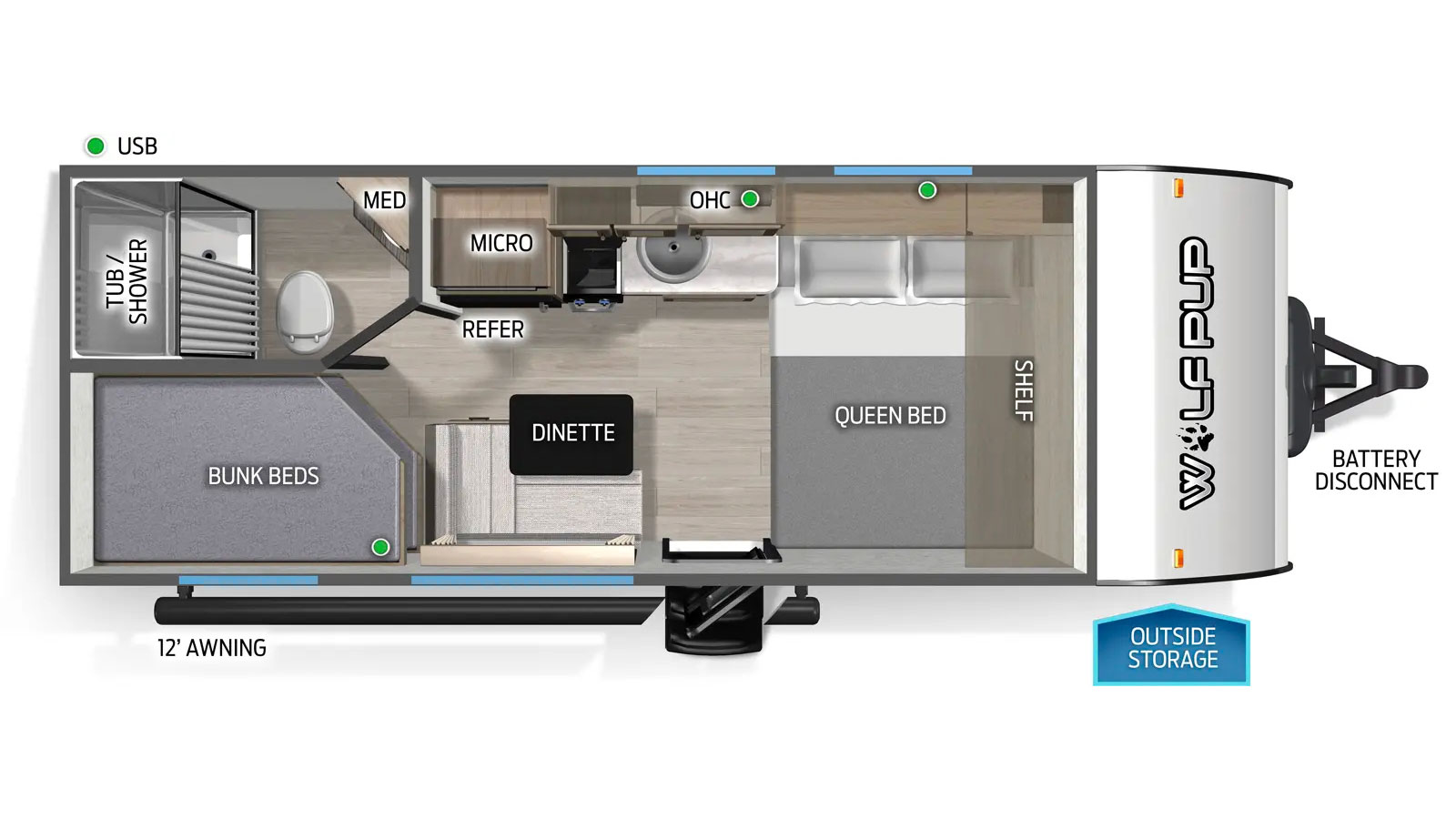 2026 Forest River Cherokee Wolf Pup 17LP - Floorplan 1