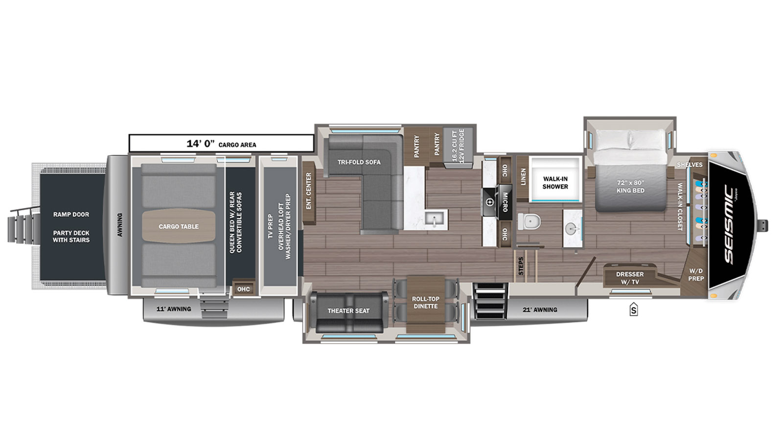 2027 Jayco Seismic Fifth Wheel Toy Hauler 395 - Floorplan 1