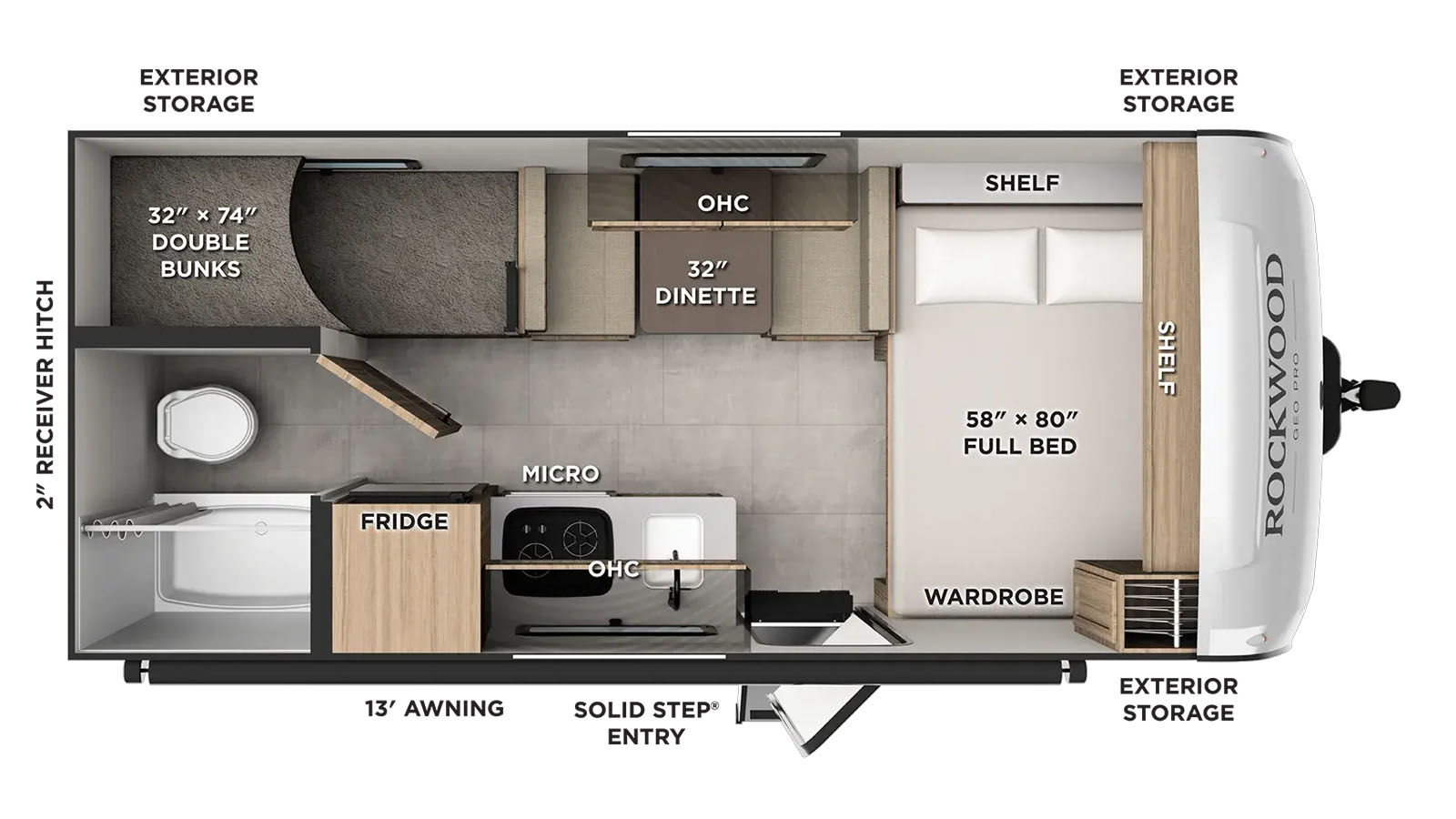 2027 Forest River Rockwood Geo Pro 17BLE - Floorplan 1