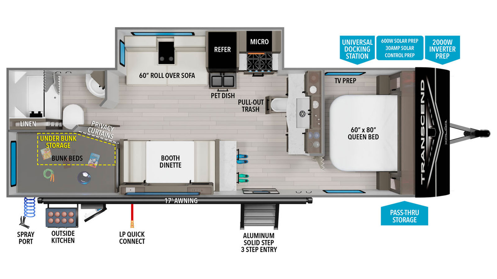 2026 Grand Design Transcend XPLOR 26BHX - Floorplan 1