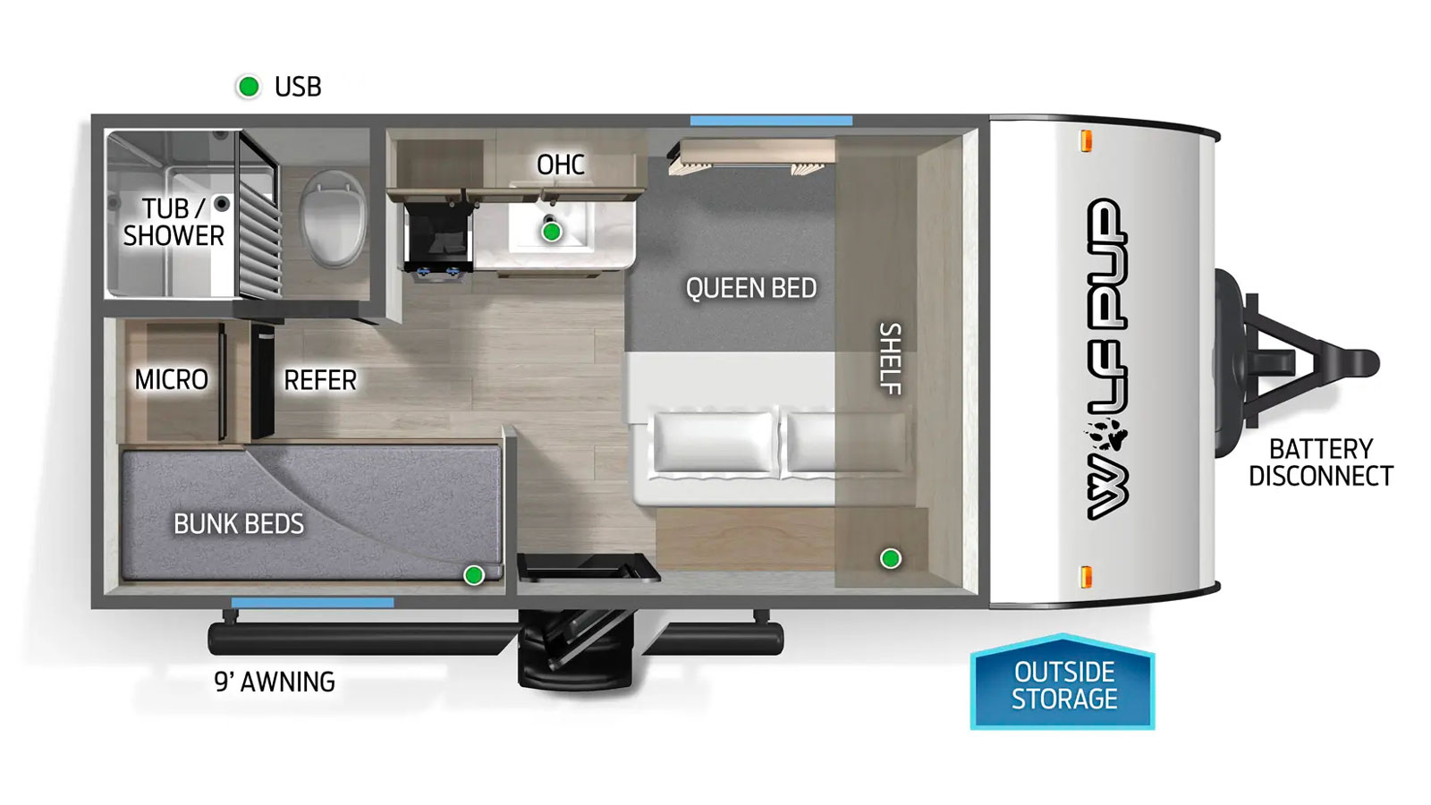 2026 Forest River Cherokee Wolf Pup 14BHW - Floorplan 1