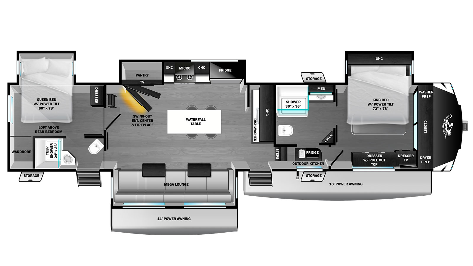 2026 Highland Ridge Open Range 3X 390TBS - Floorplan 1