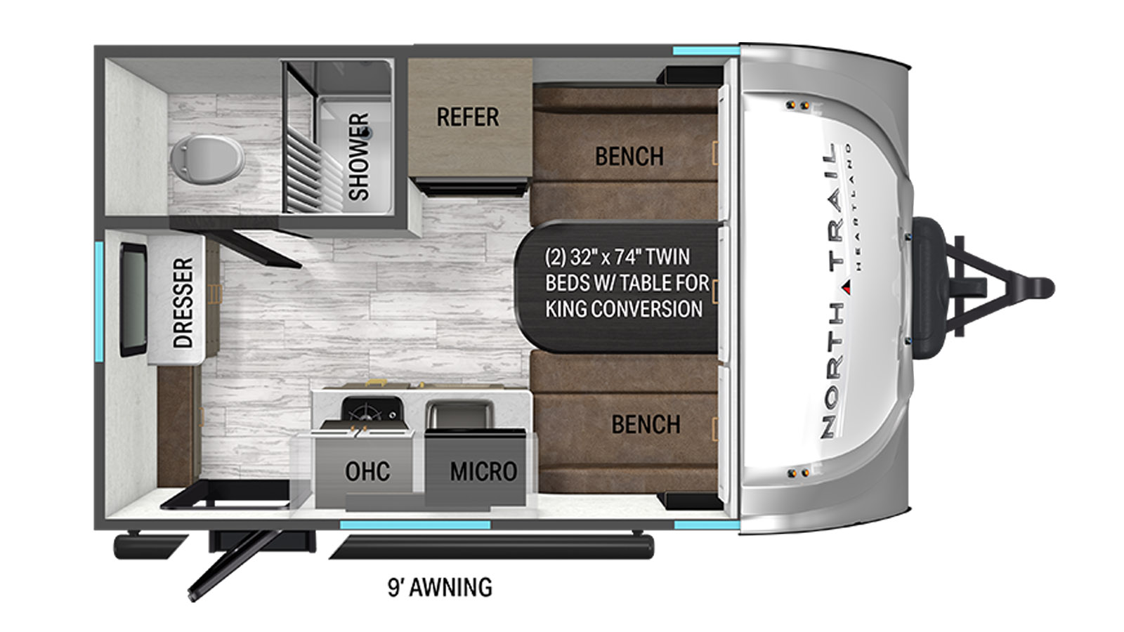 2026 Heartland North Trail 14UL - Floorplan 1