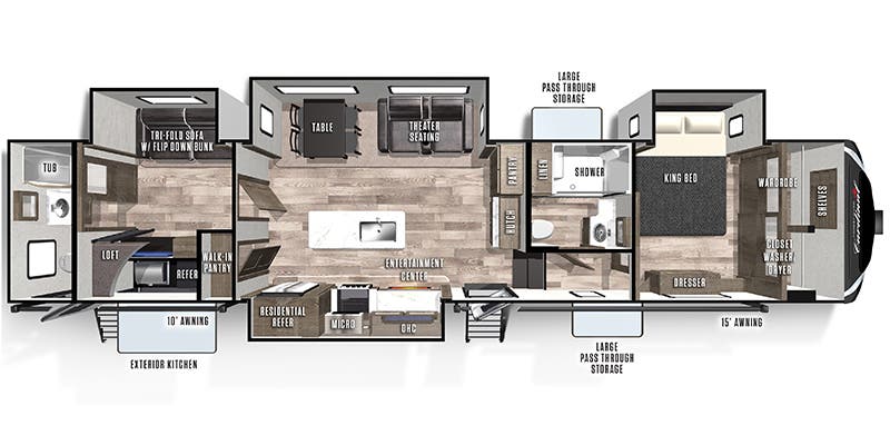 2022 Forest River Cardinal Limited 383BHLE - Floorplan 1