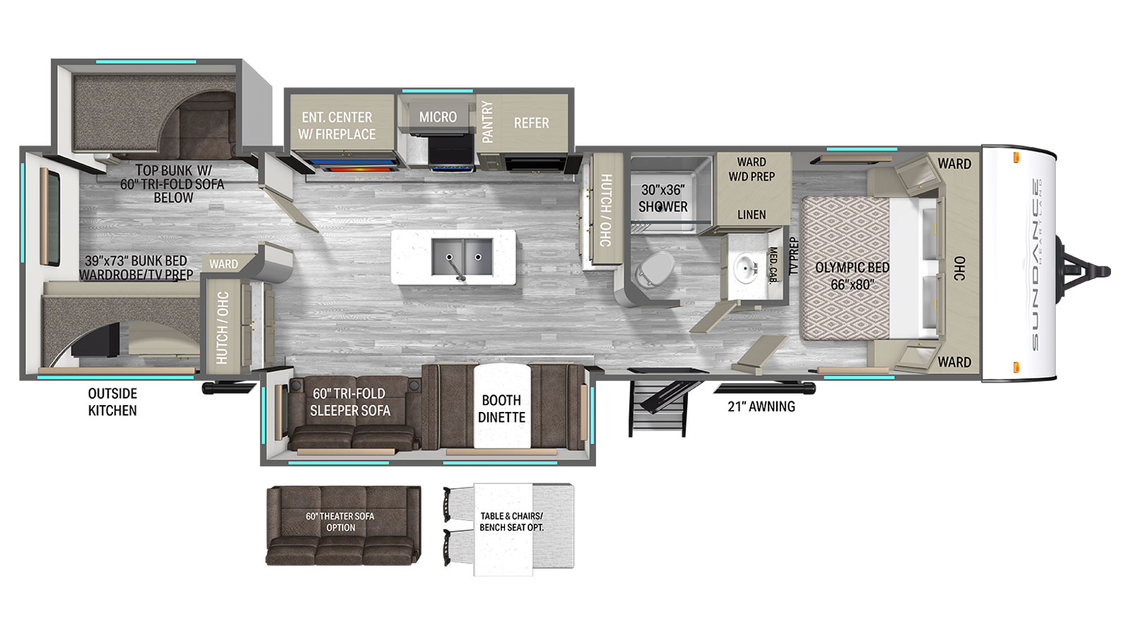2026 Heartland Sundance Ultra-Lite 31BROK - Floorplan 1