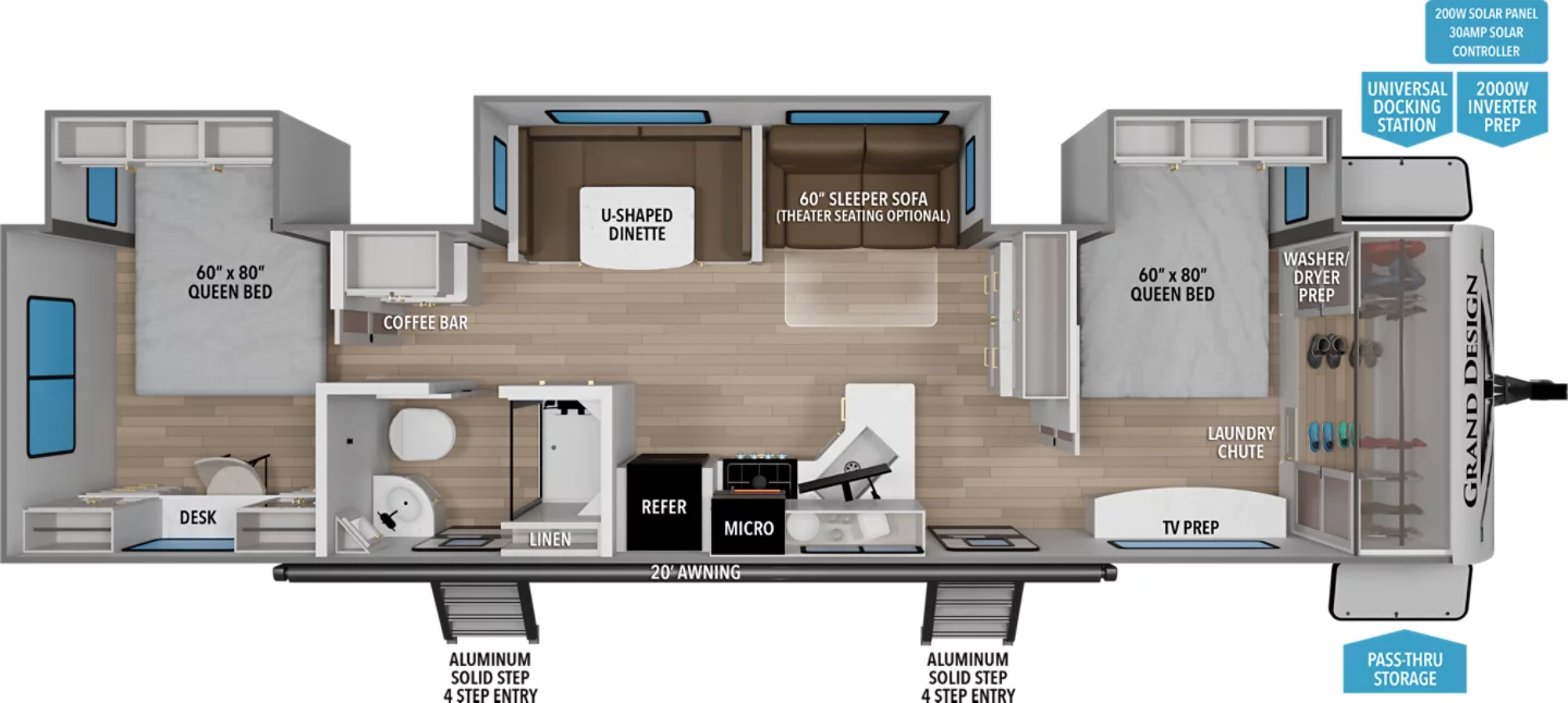 2027 Grand Design TRANSCEND 345DQT floorplan