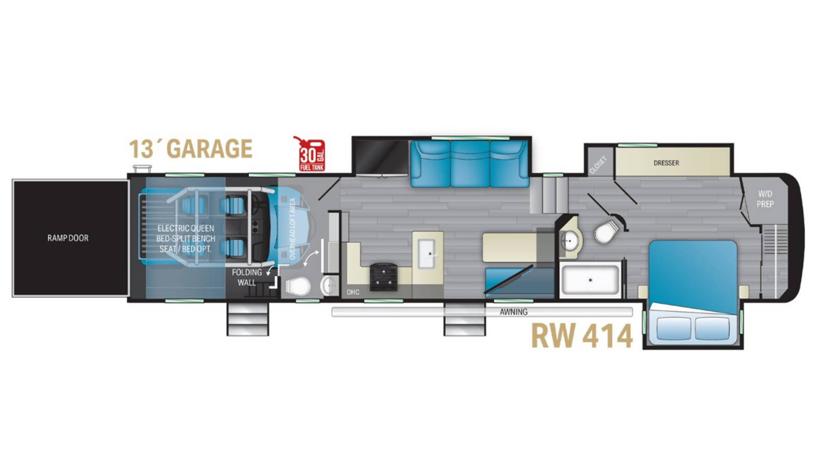 2022 HEARTLAND ROAD WARRIOR 414RW - Floorplan 1
