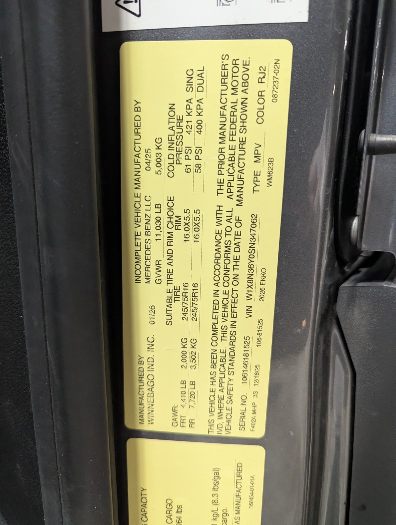 2026 Winnebago EKKO Sprinter 23B - Pop-Top AWD - Image 22