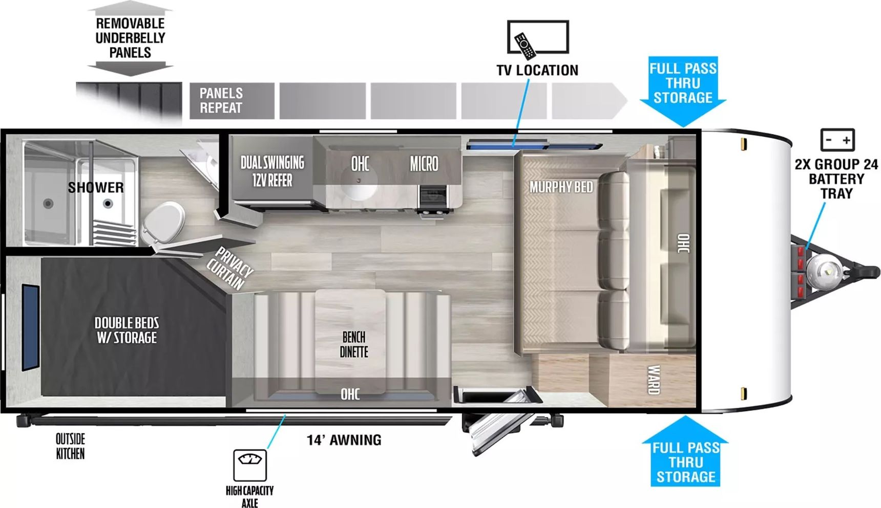 2024 Forest River SALEM FSX PLATINUM SERIES 179DBKX floorplan