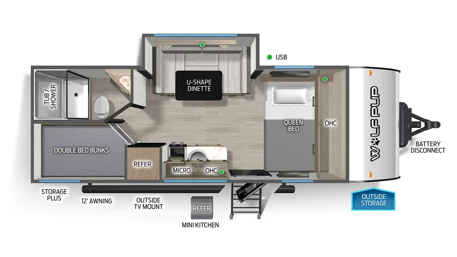2026 Forest River Cherokee Wolf Pup Black Label 17JWBL - Floorplan 1