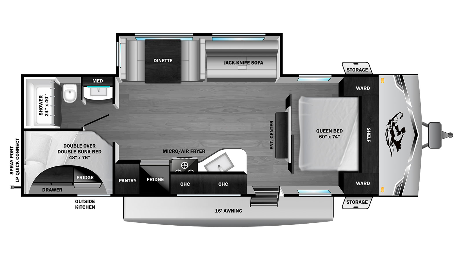 2027 Highland Ridge Open Range Colt 26DBS - Floorplan 1