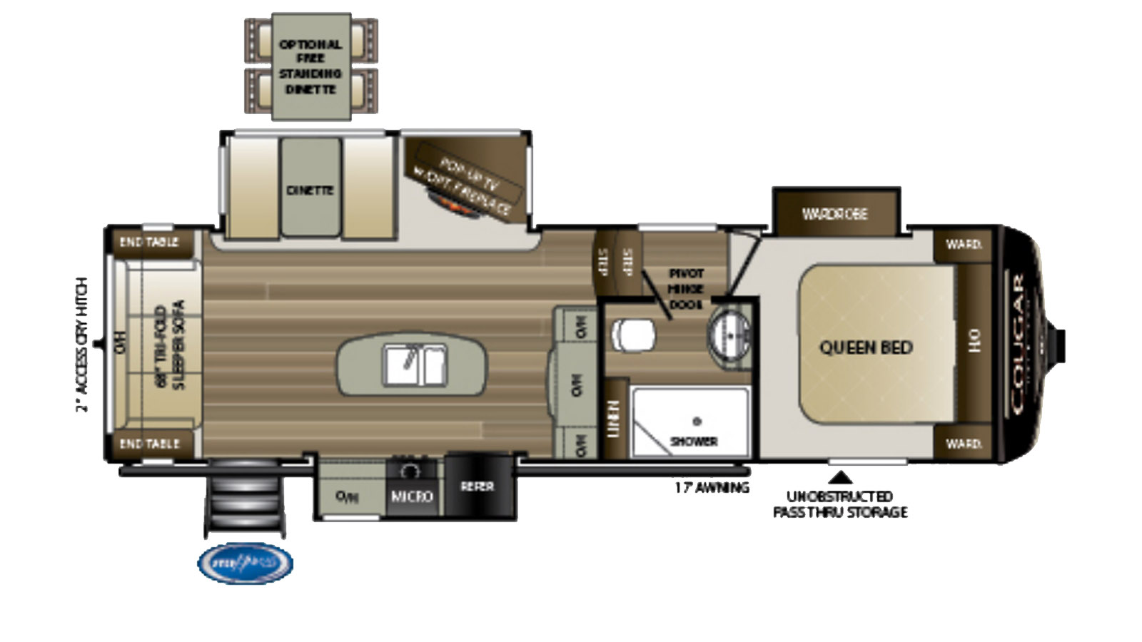 2019 Keystone Cougar Half-Ton West 27RLSWE - Floorplan 1