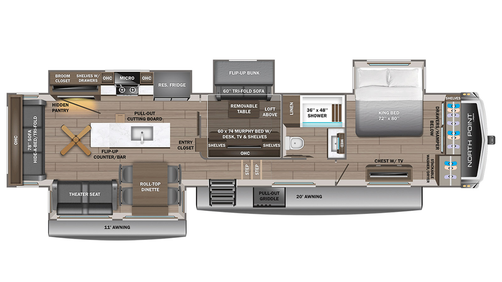 2026 Jayco North Point 377RLBH - Floorplan 1