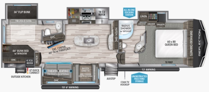 2022 Grand Design RELECTION 311BHS floorplan