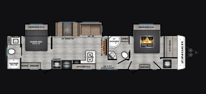 2026 CrossRoads Zinger 390DB floorplan