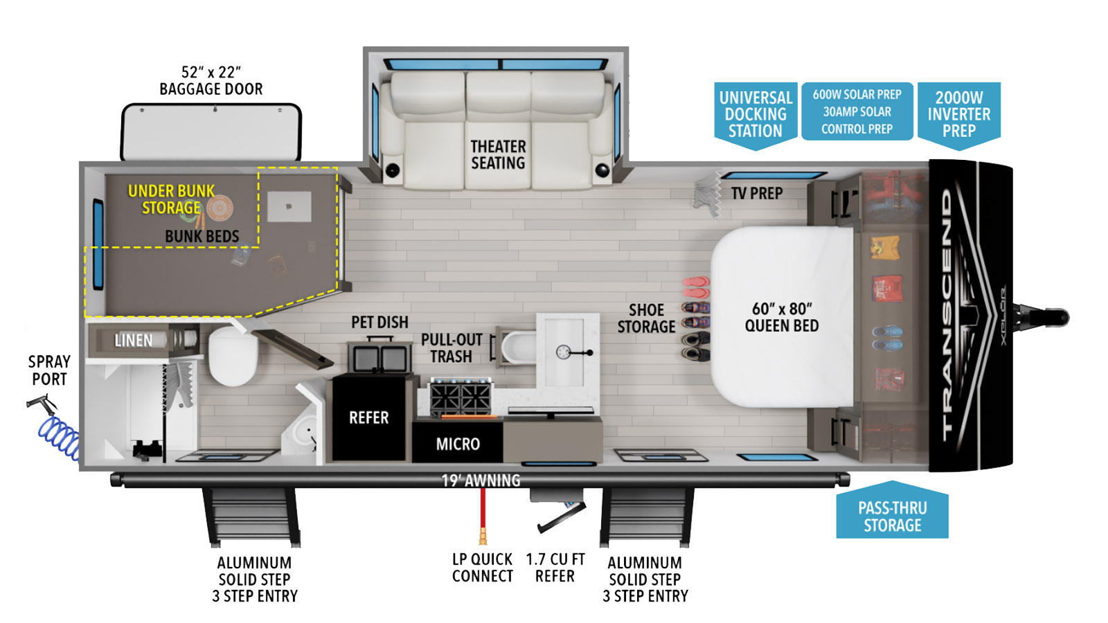 2026 Grand Design Transcend XPLOR 23BHX - Floorplan 1