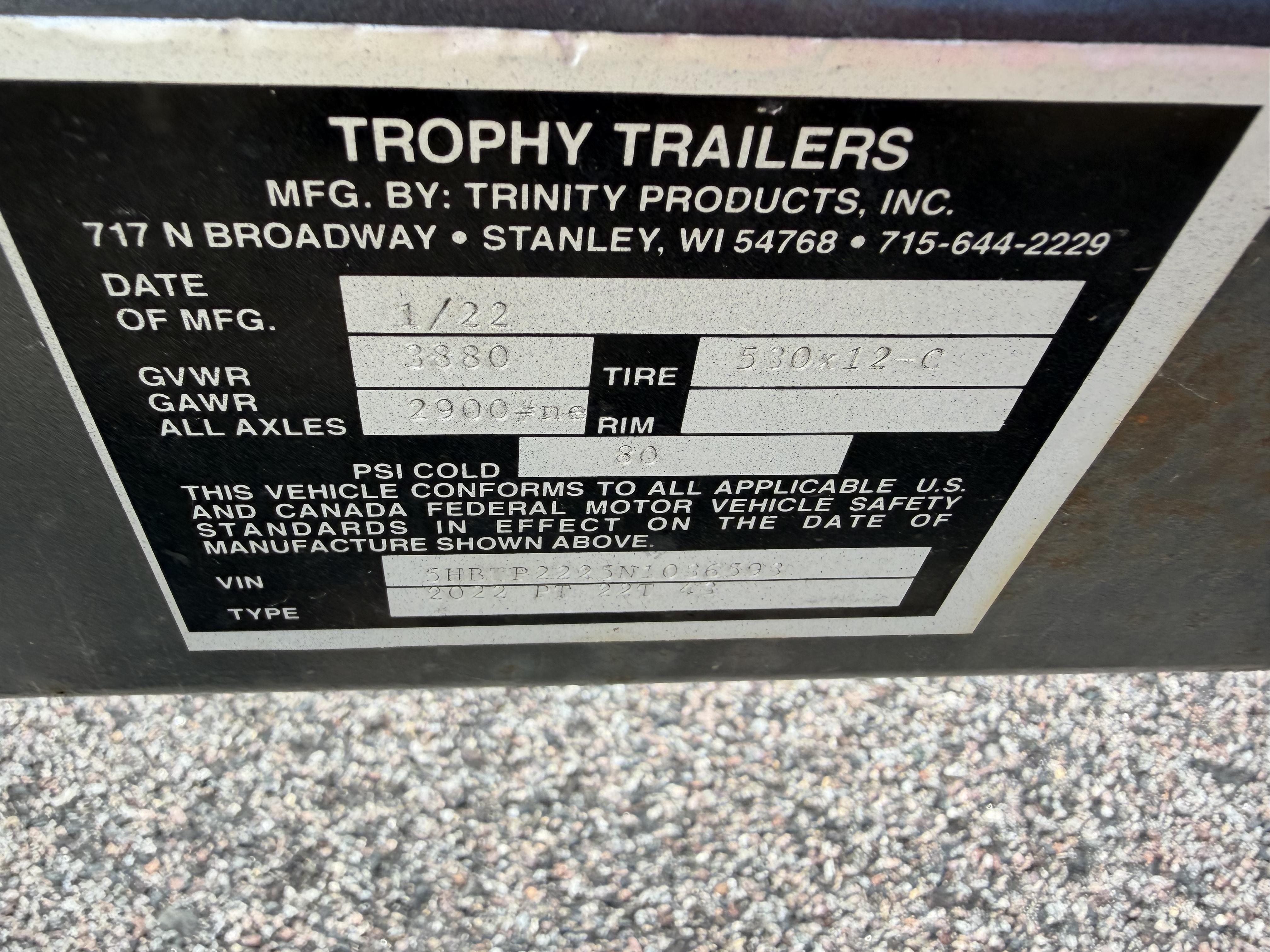 2022 TROPHY TRAILERS PT 22T - Image 9