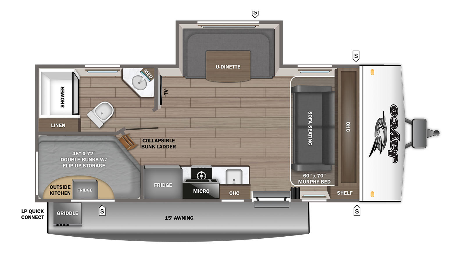 2027 Jayco Jay Feather Air 19MBS - Floorplan 1