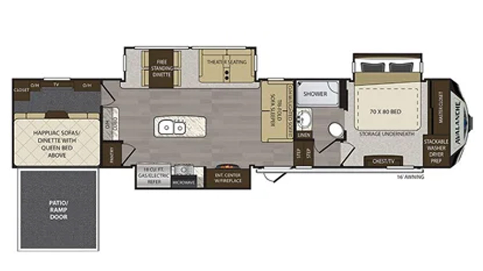 2019 Keystone Avalanche 385BG - Floorplan 1