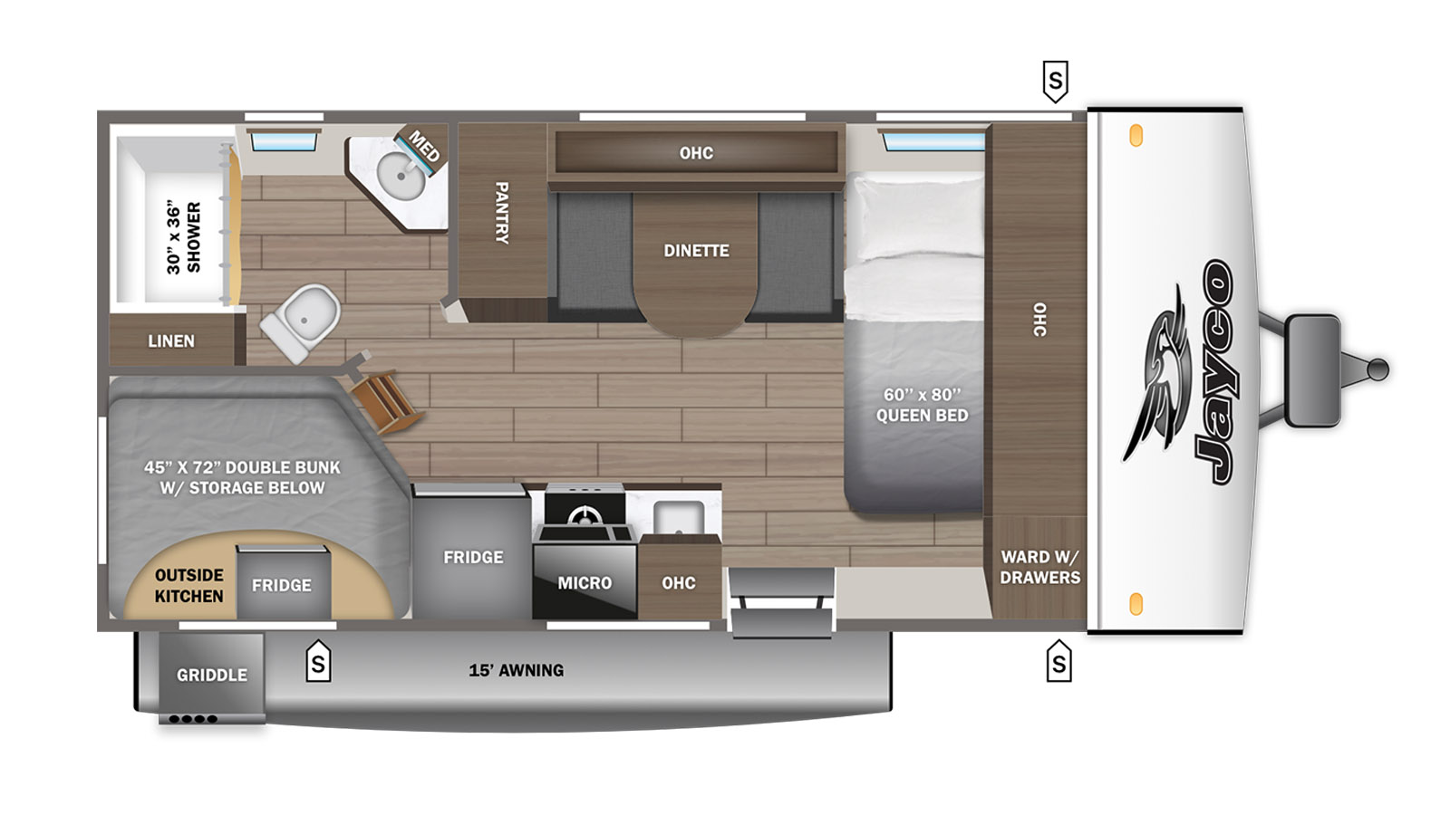 2026 Jayco Jay Feather Air 16DB - Floorplan 1