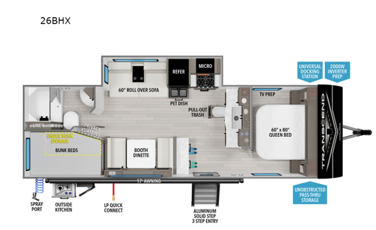 2027 Grand Design Transcend XPLOR 26BHX floorplan
