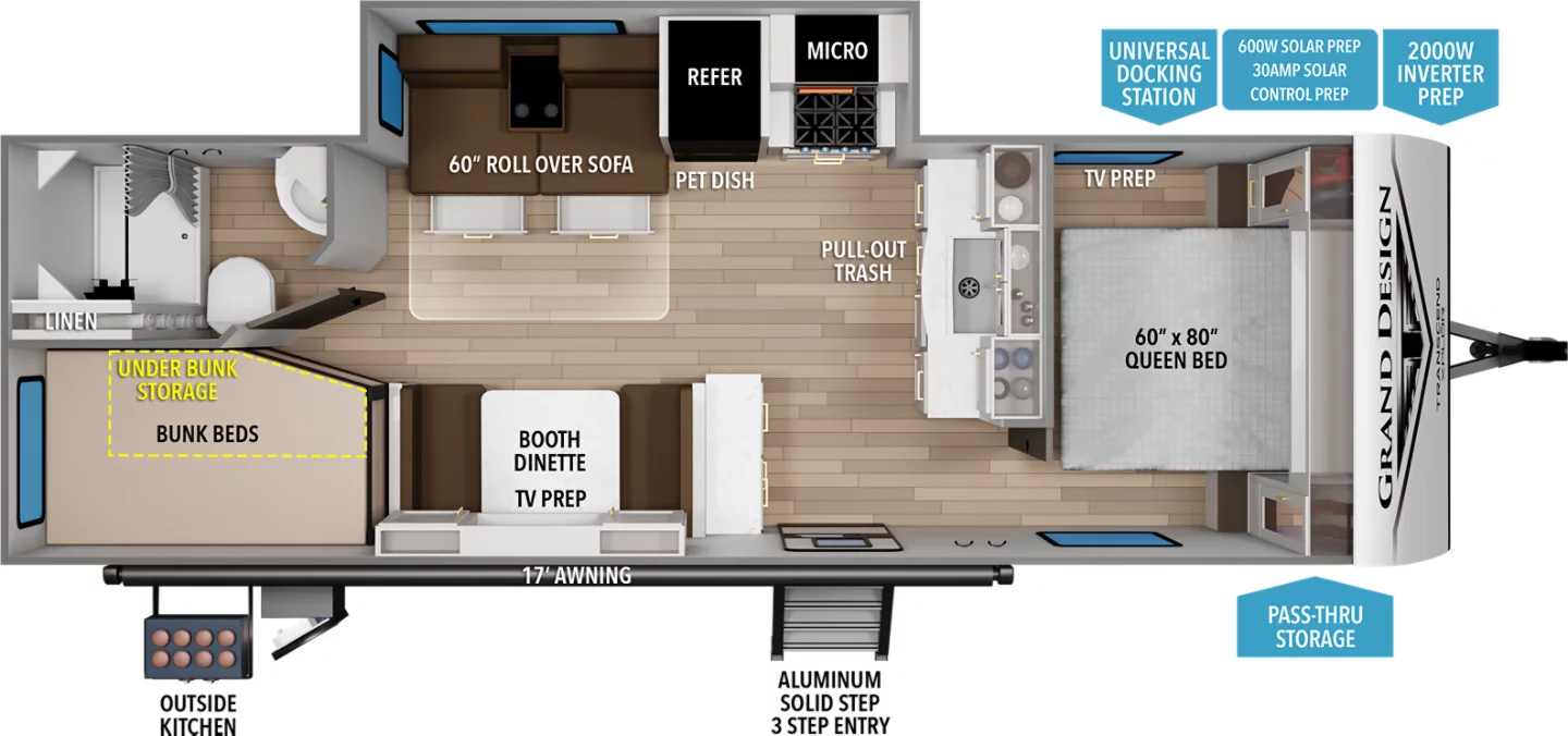 2027 Grand Design Transcend XPLOR 26BHX - Floorplan 1