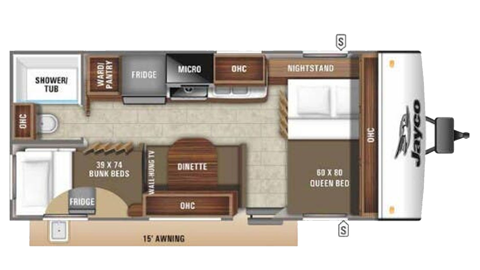 2021 Jayco Jay Feather 20BH - Floorplan 1