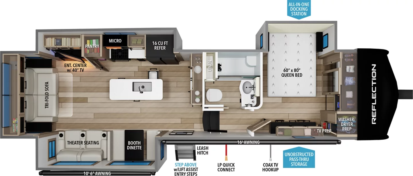 2027 Grand Design Reflection 337RLS - Floorplan 1