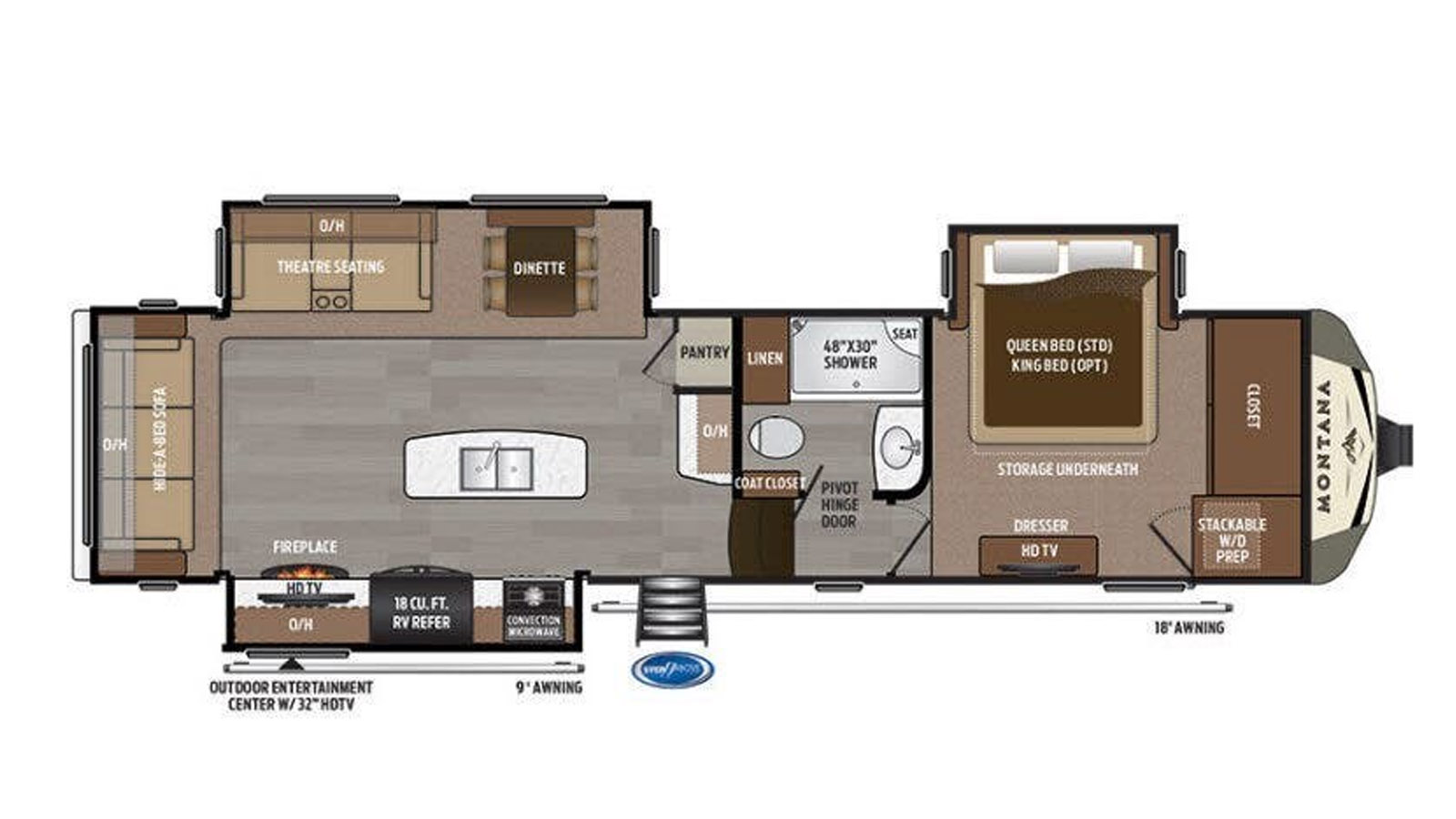 2018 KEYSTONE MONTANA 3160RL LEGACY EDITION - Floorplan 1