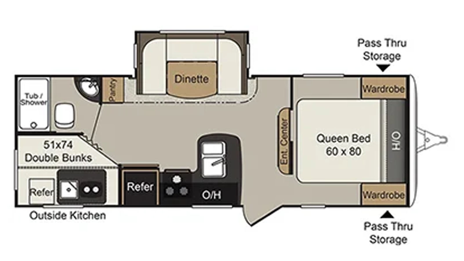 2018 KEYSTONE PASSPORT GT 2400BHWE - Floorplan 1
