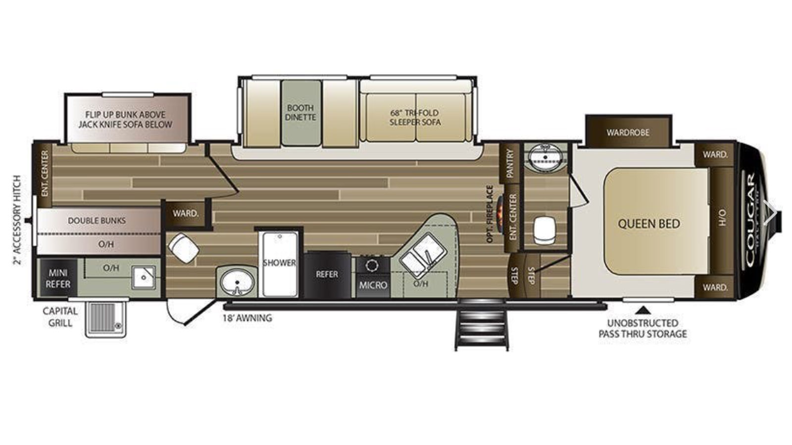 2023 Keystone Cougar Half-Ton 32BHS - Floorplan 1