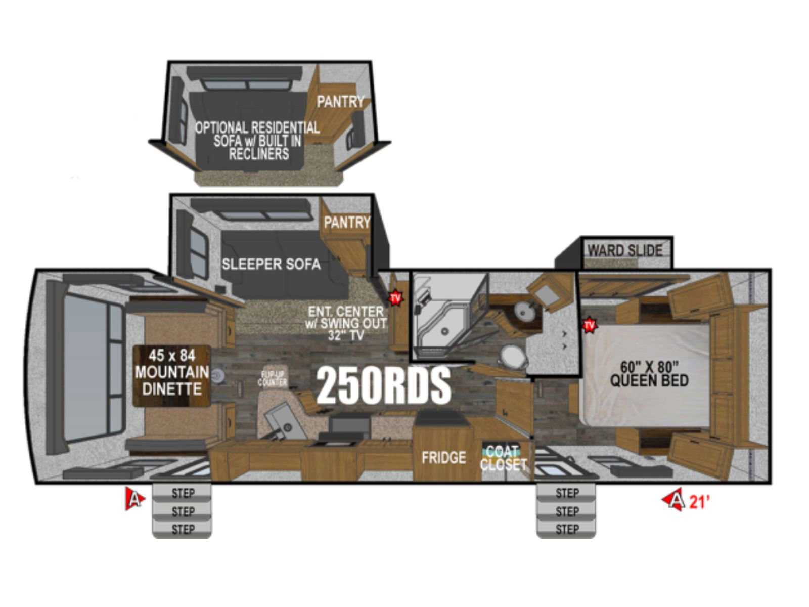 2024 Outdoors RV Titanium Series Black Stone 250RDS - Floorplan 1