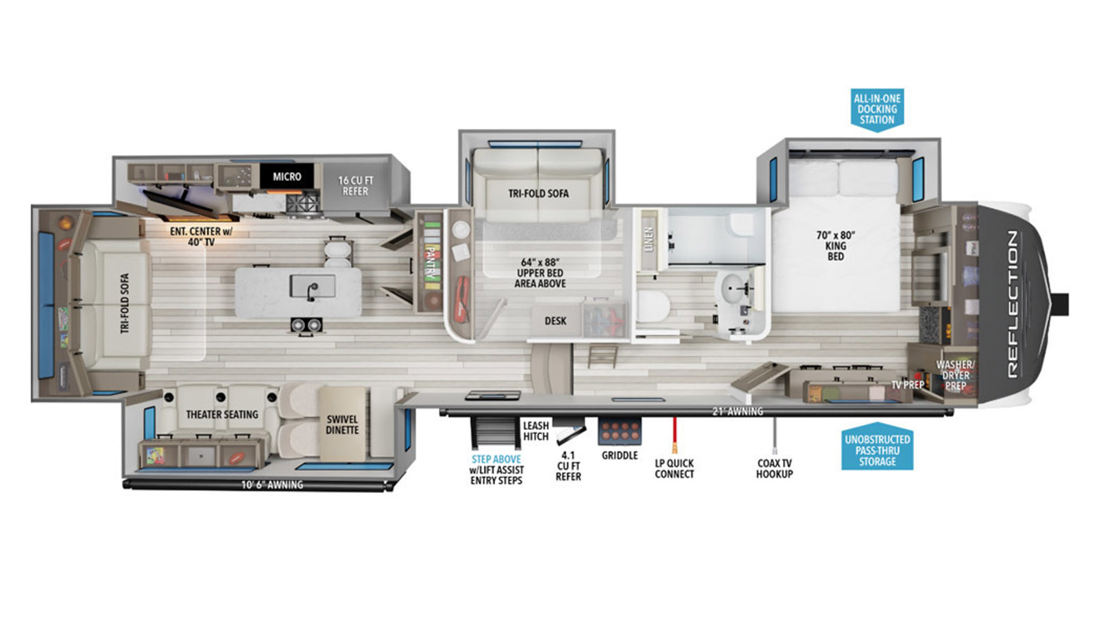 2026 Grand Design Reflection 367BHS - Floorplan 1