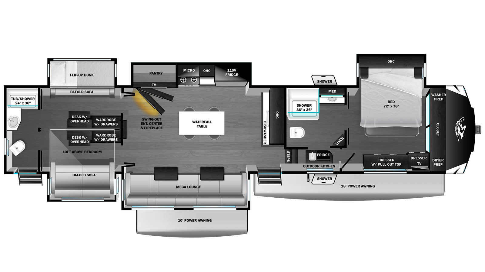 2026 Highland Ridge Open Range 3X 393TBR - Floorplan 1