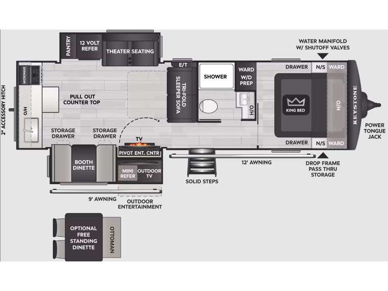 2027 Keystone COUGAR HALF-TON 29RKE floorplan