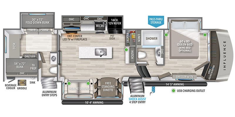 2024 Grand Design Influence 3704BH - Floorplan 1