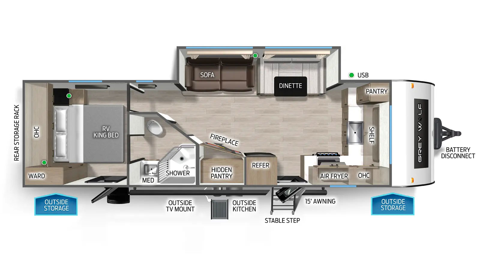 2026 Forest River Cherokee Grey Wolf 27GH - Floorplan 1