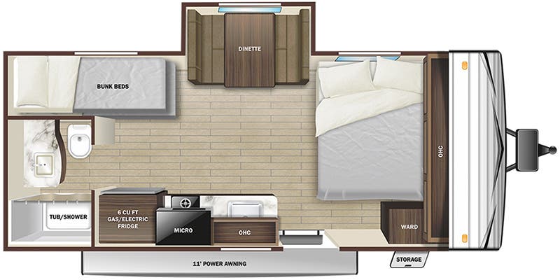 2022 Highland Ridge Open Range Conventional 180BHSW - Floorplan 1