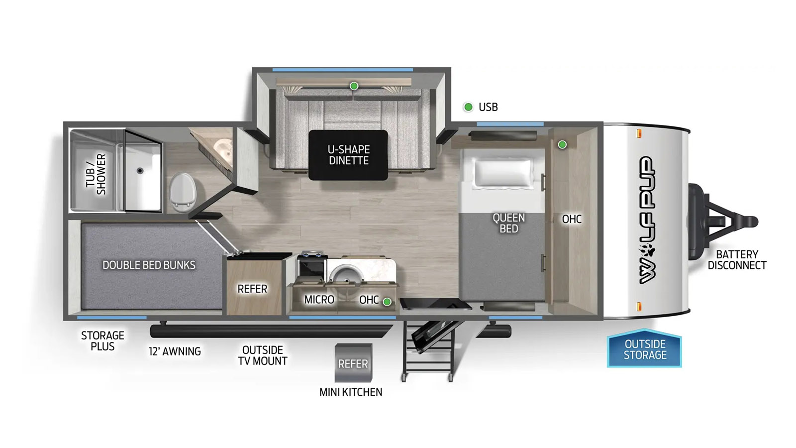 2026 Forest River Wolf Pup 17JW - Floorplan 1