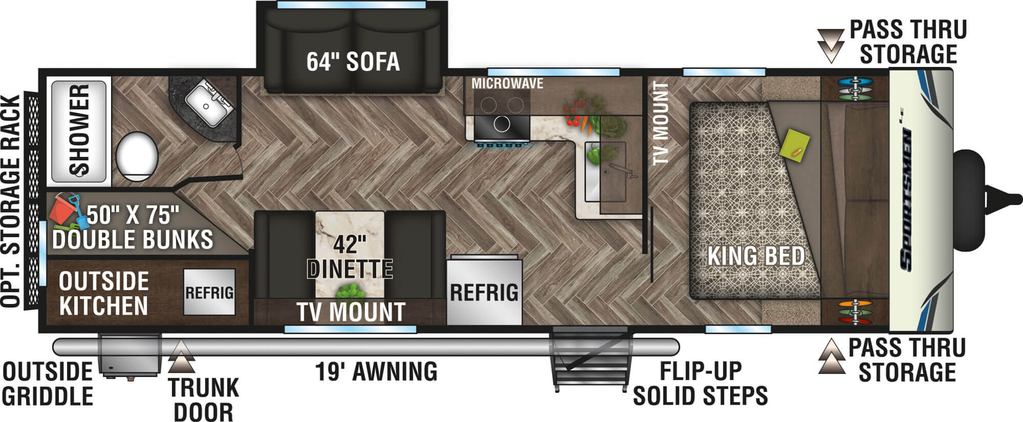 2020 KZ RV Sportsmen LE 261BHKLE - Floorplan 1