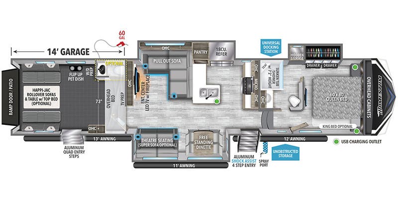 2024 Grand Design Momentum M-Class 395MS - Floorplan 1