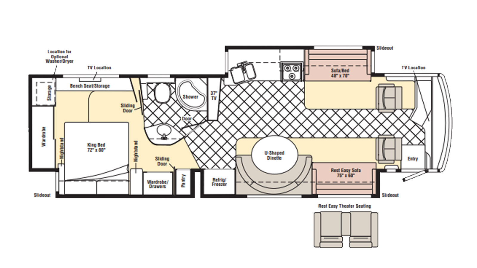 2009 Winnebago Tour 40KD - Floorplan 1