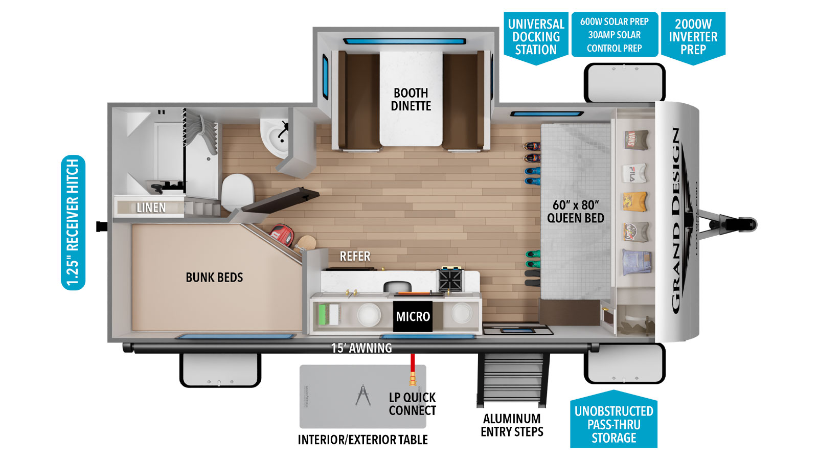 2026 Grand Design Transcend ONE 161DB - Floorplan 1