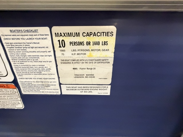 2012 SUN TRACKER FISHING BARGE 20DLX - Image 17
