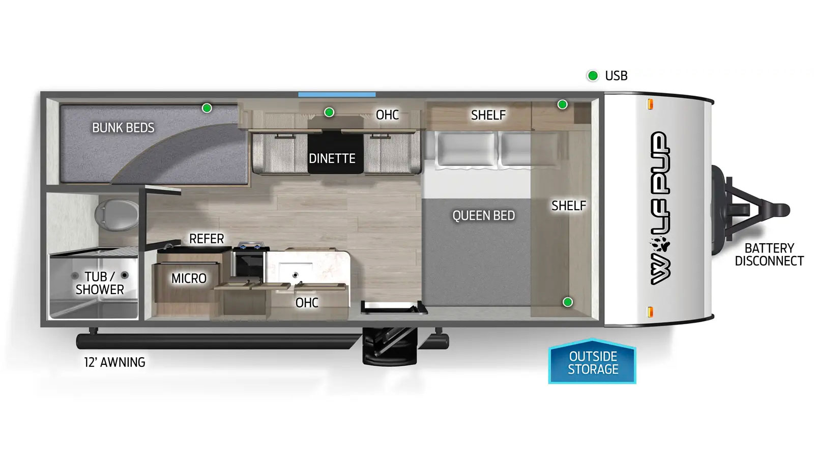 2026 Forest River Wolf Pup 16LP - Floorplan 1