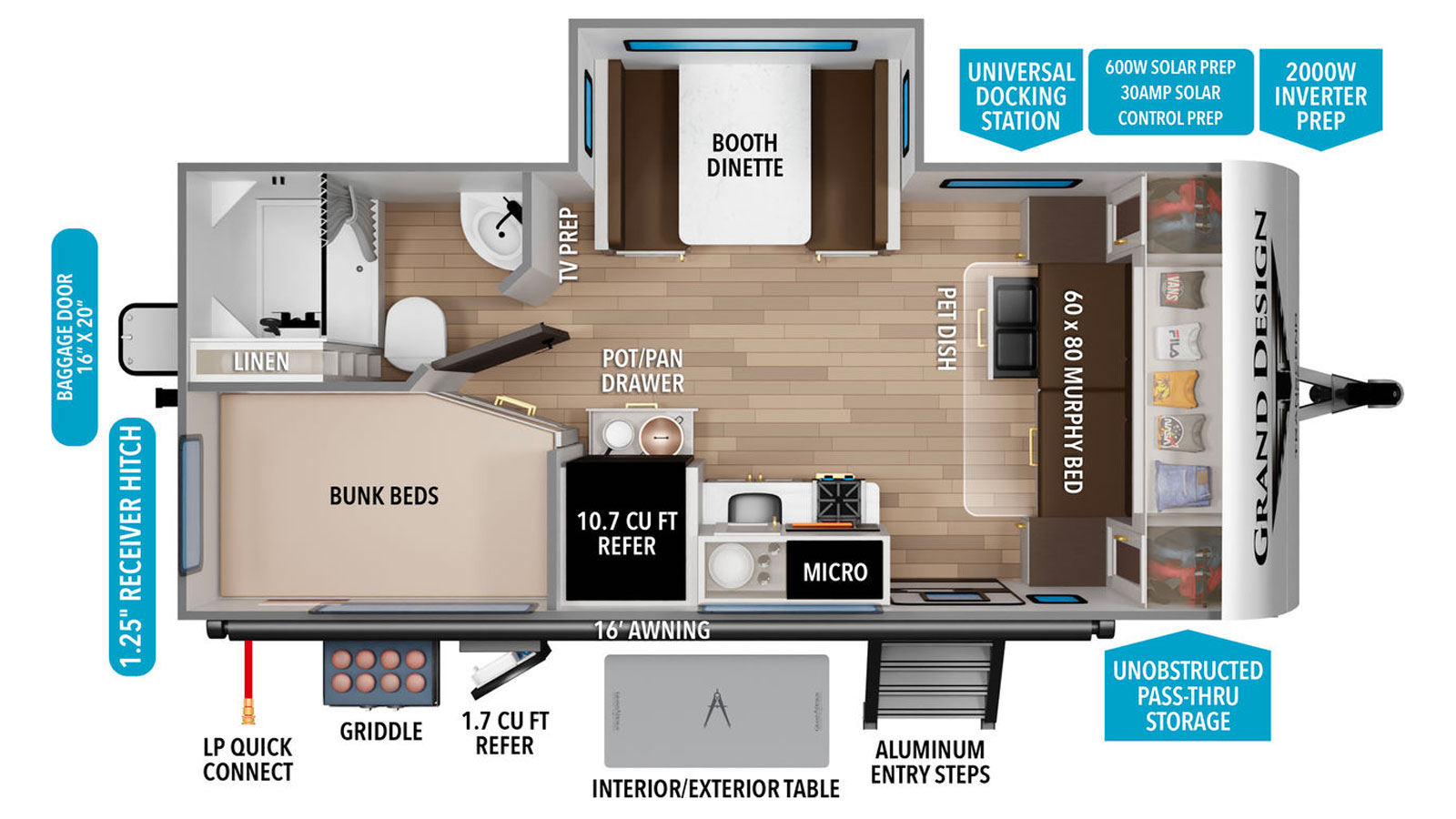 2026 Grand Design Transcend ONE 161BH - Floorplan 1