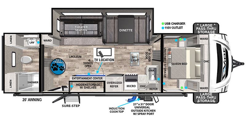 2023 Forest River Vibe 26RB floorplan