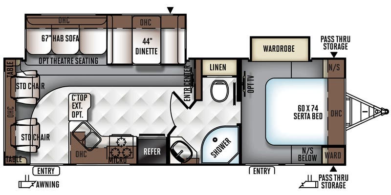 2016 FOREST RIVER ROCKWOOD 2604WS floorplan