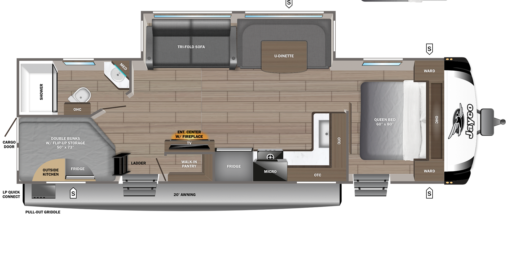 2027 JAYCO Jay Feather 27BH - Floorplan 1